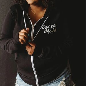 herlittlewolves Black "Bada$$ Motha" Fleece Zip Hoodie